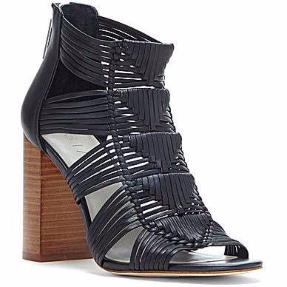 1.State Kenton Woven Leather Block Heel in Black